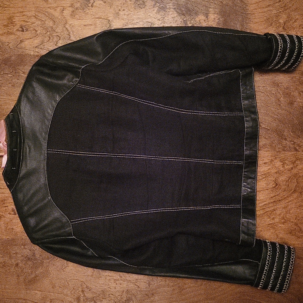 Cache Genuine Leather & Linen Jacket M - Picture 2 of 2